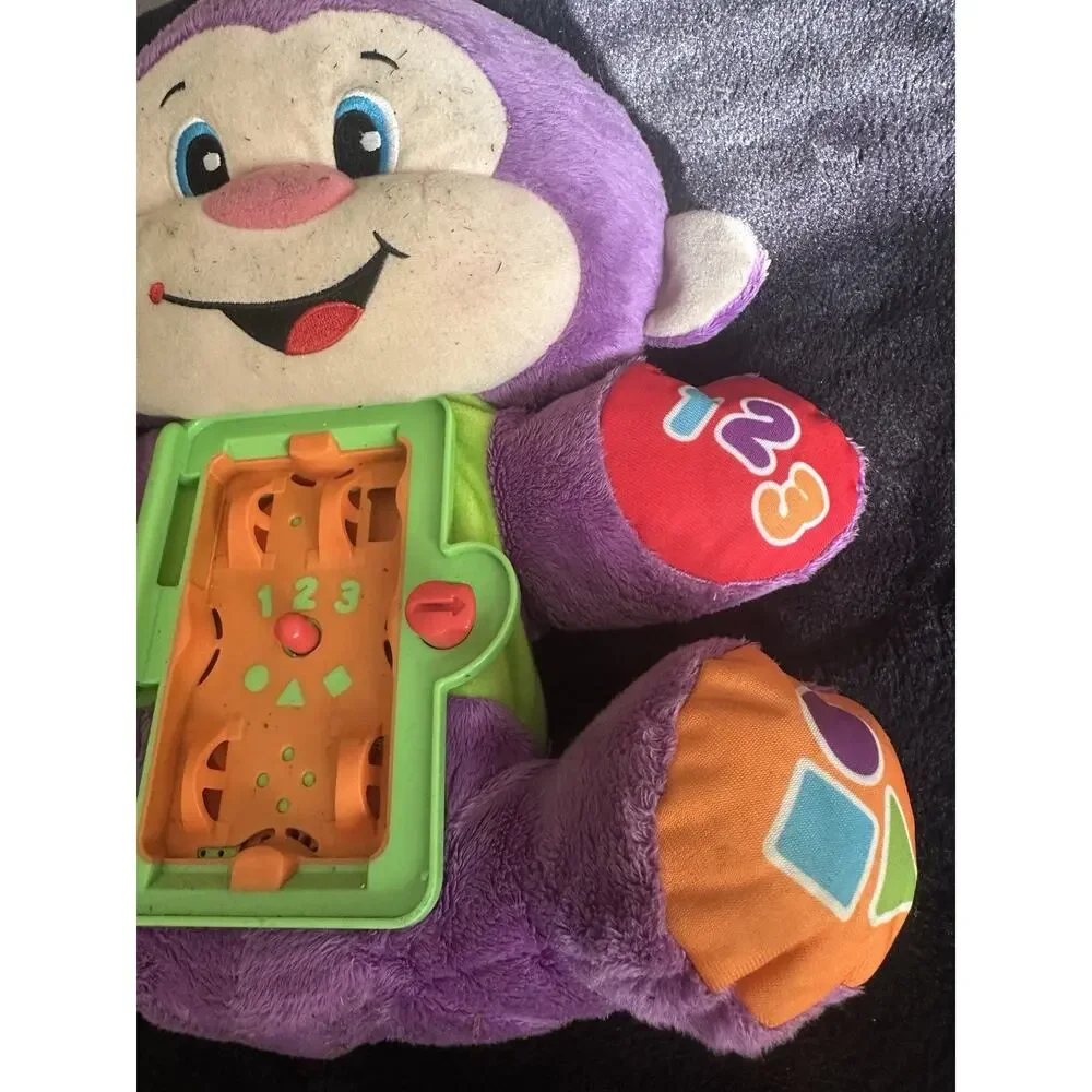 Purple Plush Monkey Baby Activity Toy w/ Alphabet Numbers & Shapes Panel